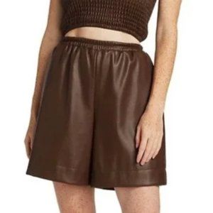 Staud Brown Vegan Leather Shorts